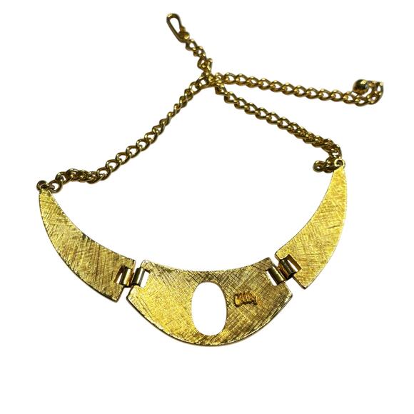 Celebrity brand choker necklace vintage 1980s omega style mod goldtone jewelry - Picture 3 of 8